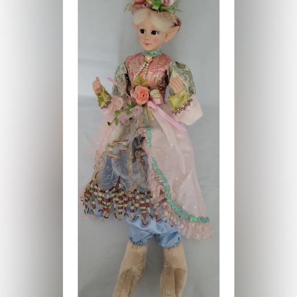 22" Cynthia Rowley Easter Elf Shelf Sitter Posable Doll Spring Mantel Decor Blue - Picture 1 of 10